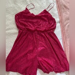 Hot Pink Sequin Romper